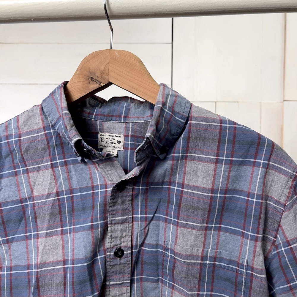 J.Crew Quality Woven Indigo Plaid Oxford Shirt